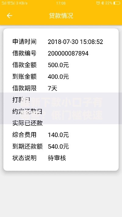 最新下款小口子有哪些？低门槛快速放款平台解析
