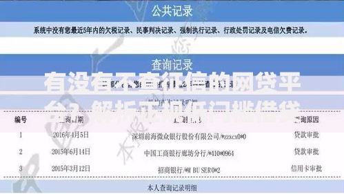 有没有不查征信的网贷平台？解析正规低门槛借贷渠道