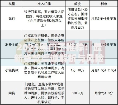 2025黑口子推荐：最新贷款渠道解析与风险防范指南