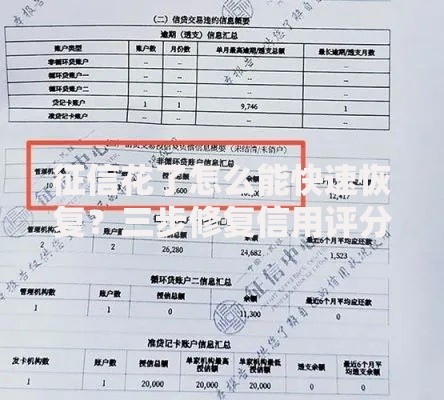 征信花了怎么能快速恢复？三步修复信用评分