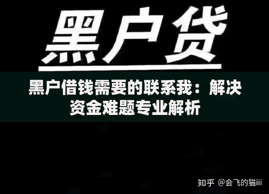 黑户借钱需要的联系我：解决资金难题专业解析