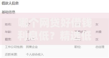 哪个网贷好借钱利息低？精选低息平台评测与申请攻略