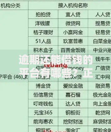 逾期还能借钱的平台有哪些？正规渠道深度解析