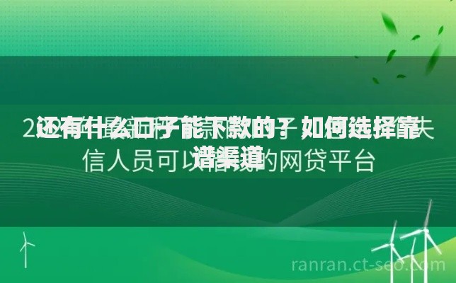 还有什么口子能下款的？如何选择靠谱渠道