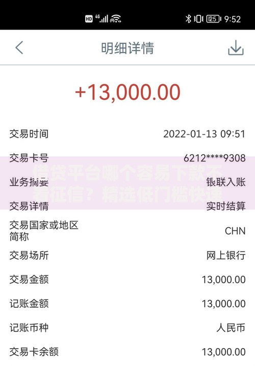 借贷平台哪个容易下款不看征信？精选低门槛快速到账渠道