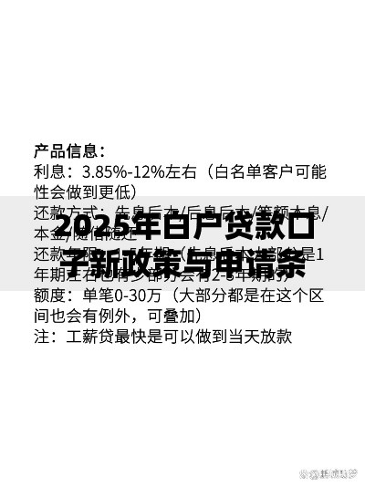2025年白户贷款口子新政策与申请条件解析