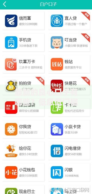 最新的良心口子有哪些？低息低门槛正规平台推荐