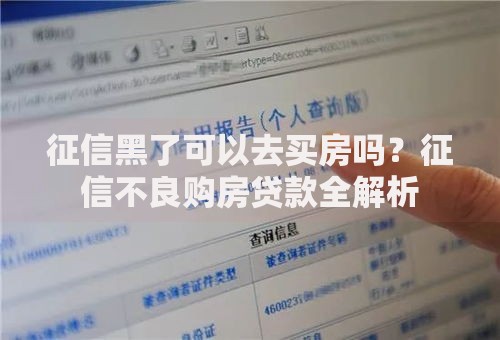 征信黑了可以去买房吗？征信不良购房贷款全解析