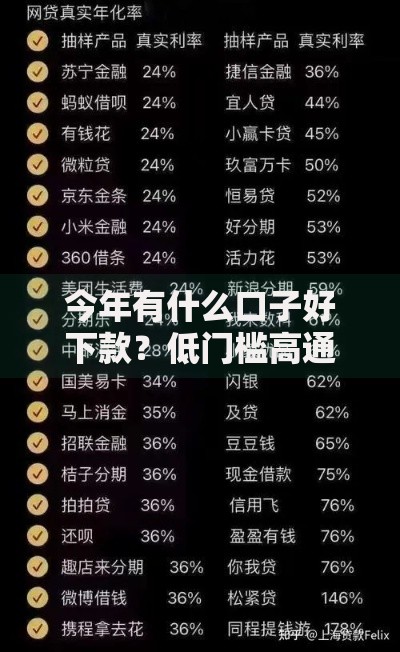 今年有什么口子好下款？低门槛高通过率渠道解析