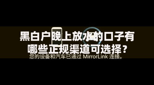 黑白户晚上放水的口子有哪些正规渠道可选择？