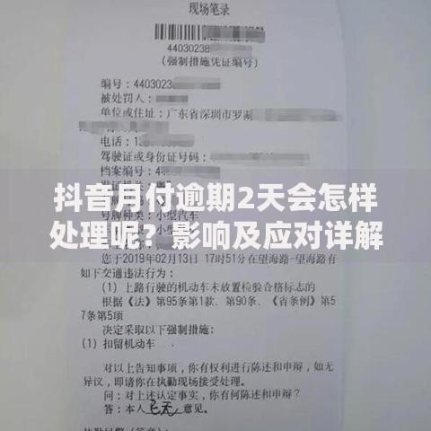抖音月付逾期2天会怎样处理呢？影响及应对详解