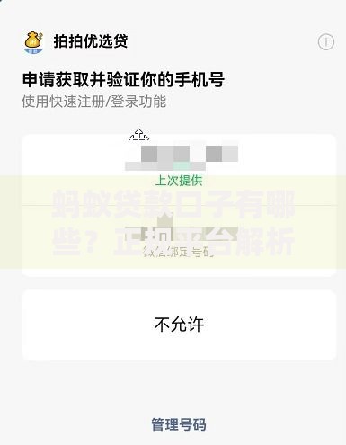 蚂蚁贷款口子有哪些？正规平台解析与申请攻略