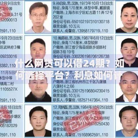 什么网贷可以借24期？如何选择平台？利息如何计算？