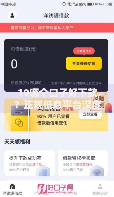 19哪个口子好下款？正规低息平台深度评测指南