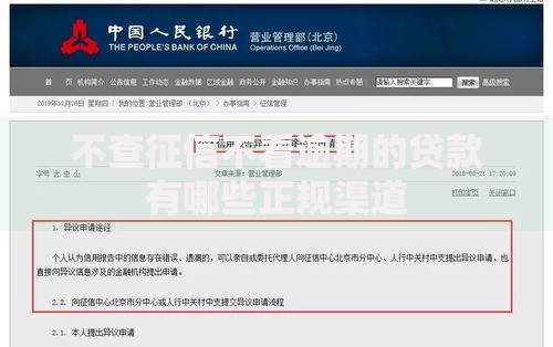 不查征信不看逾期的贷款有哪些正规渠道