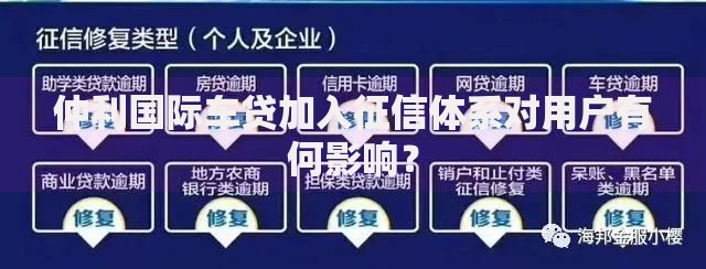 仲利国际车贷加入征信体系对用户有何影响? 仲利国际车贷加入征信体系对用户有何影响?