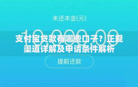 支付宝贷款有哪些口子？正规渠道详解及申请条件解析