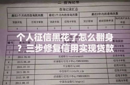 个人征信黑花了怎么翻身？三步修复信用实现贷款获批