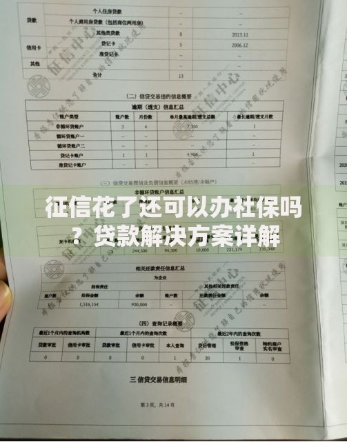 征信花了还可以办社保吗？贷款解决方案详解