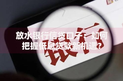 放水银行信贷口子：如何把握低息贷款新机遇？