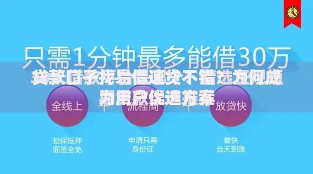 贷款口子找易借速贷不错？为何成为用户优选方案