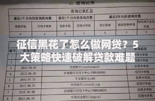 征信黑花了怎么做网贷？5大策略快速破解贷款难题