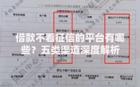 借款不看征信的平台有哪些？五类渠道深度解析