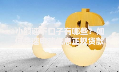 小额速下口子有哪些？如何快速申请低息正规贷款