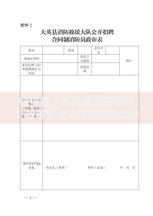 征信花了影响辅警政审吗？政审要求与征信解读全指南