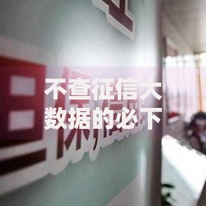 不查征信大数据的必下款网贷申请全攻略