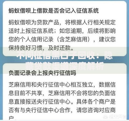 不问征信黑口子回收：隐藏贷款渠道深度解析