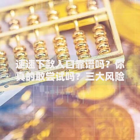 速速下款入口靠谱吗？你真的敢尝试吗？三大风险深度拆解
