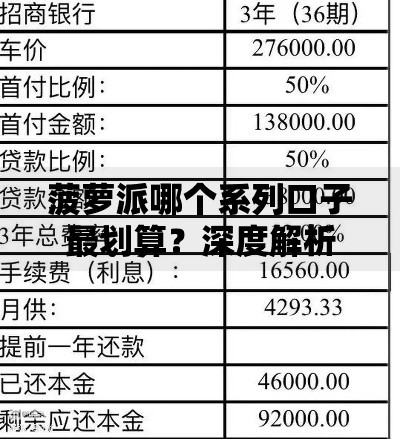 菠萝派哪个系列口子最划算？深度解析贷款方案选择