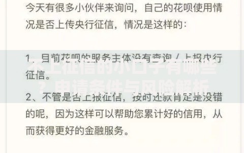 不上征信的小口子有哪些？申请条件与风险解析
