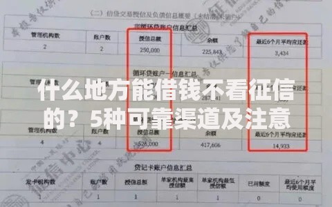 什么地方能借钱不看征信的？5种可靠渠道及注意事项解析