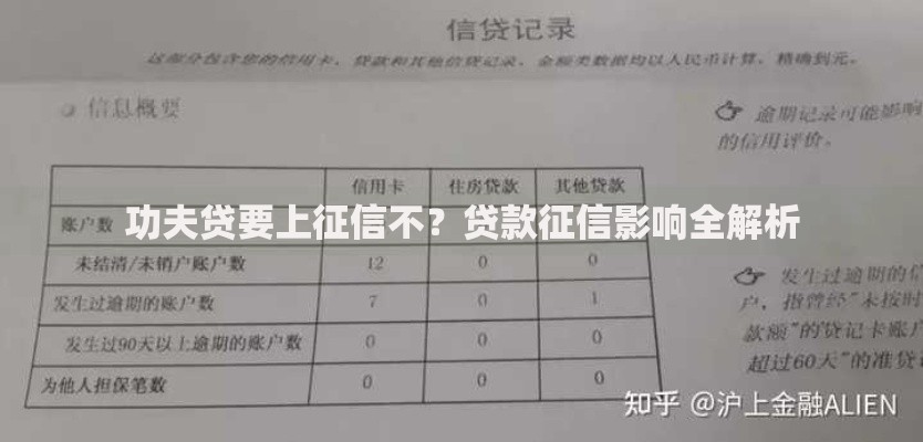 功夫贷要上征信不？贷款征信影响全解析
