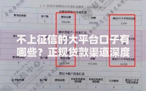 不上征信的大平台口子有哪些？正规贷款渠道深度解析