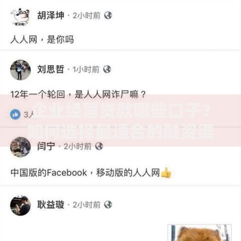 企业经营贷款哪些口子？如何选择最适合的融资渠道