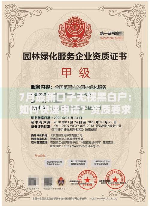 7月最新口子无视黑白户：如何快速申请？资质要求全解析