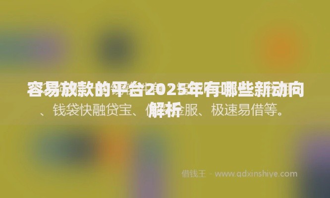 容易放款的平台2025年有哪些新动向解析