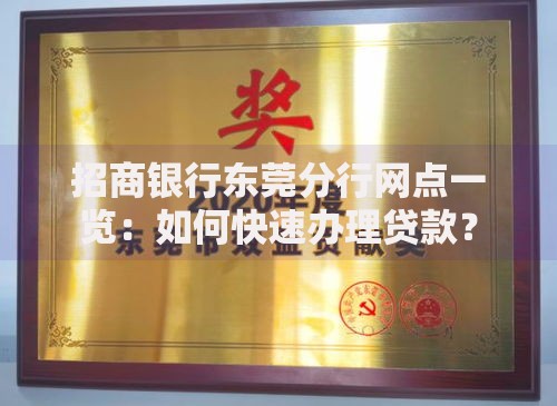 招商银行东莞分行网点一览:如何快速办理贷款? 招商银行东莞分行网点一览:如何快速办理贷款?