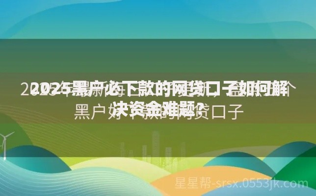 2025黑户必下款的网贷口子如何解决资金难题？