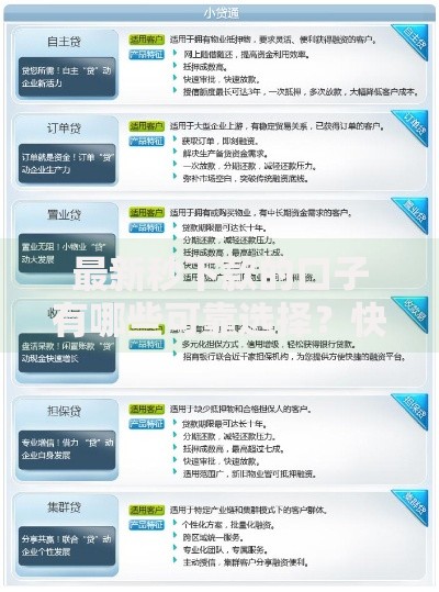 最新秒下款的口子有哪些可靠选择？快速到账渠道解析
