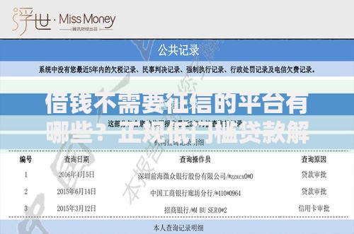 借钱不需要征信的平台有哪些？正规低门槛贷款解析