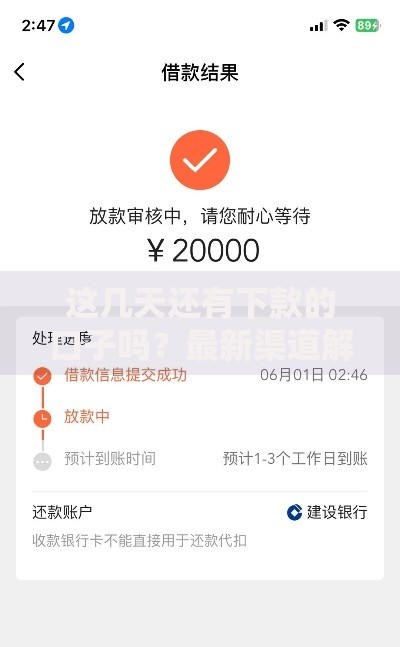 这几天还有下款的口子吗？最新渠道解析与风险提示