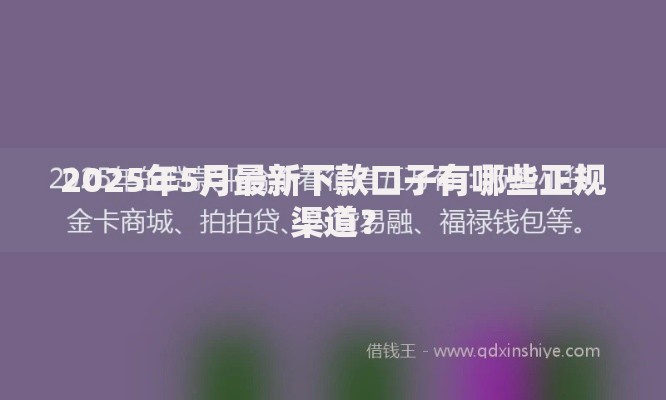 2025年5月最新下款口子有哪些正规渠道？