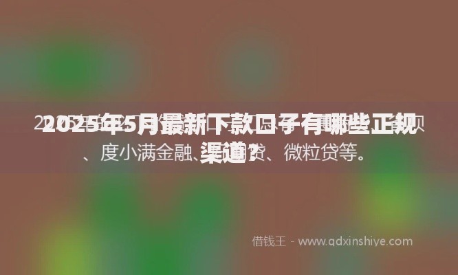 2025年5月最新下款口子有哪些正规渠道？