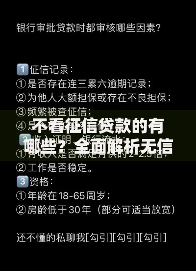 不看征信贷款的有哪些？全面解析无信用审核贷款渠道