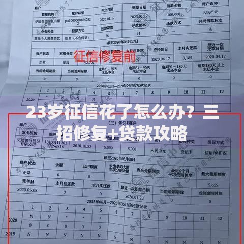 23岁征信花了怎么办？三招修复+贷款攻略