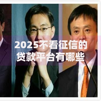 2025不看征信的贷款平台有哪些如何选择靠谱渠道